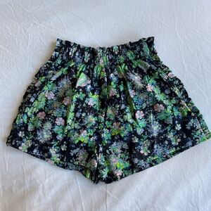 KIKA VARGAS Black Floral High Waist Shorts